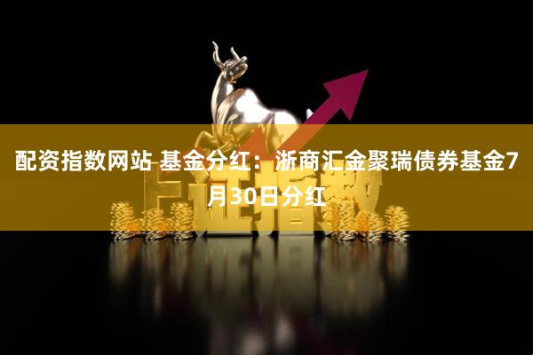 配资指数网站 基金分红：浙商汇金聚瑞债券基金7月30日分红
